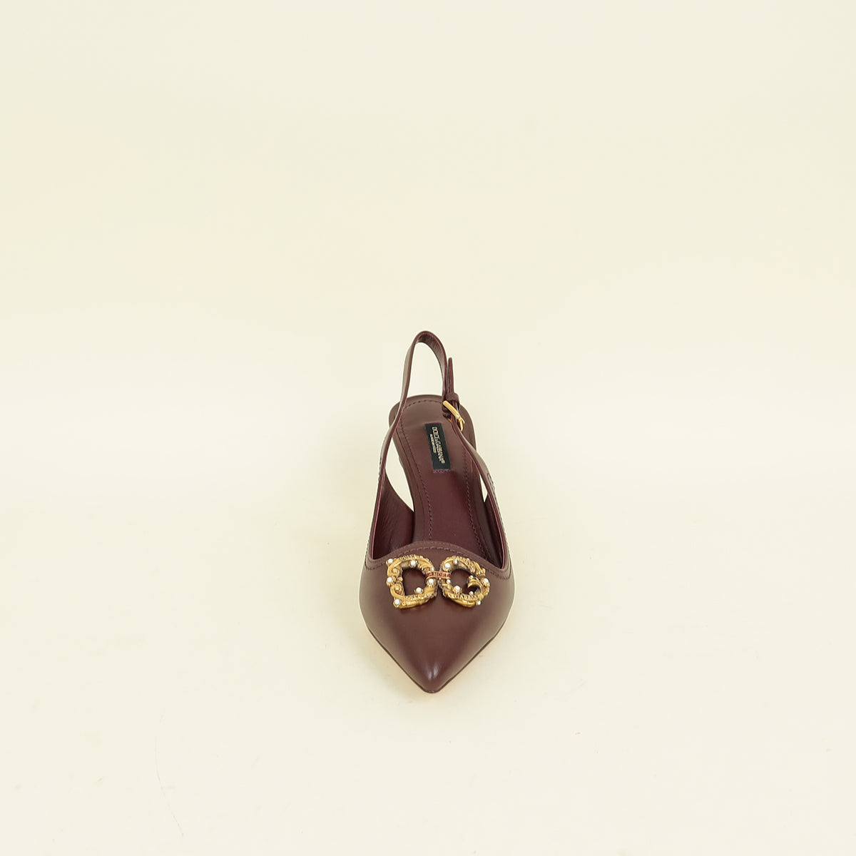 Dolce & Gabbana Burgundy DG Amore Slingback Pumps 39