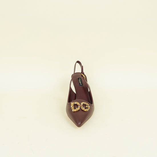 Dolce & Gabbana Burgundy DG Amore Slingback Pumps 39