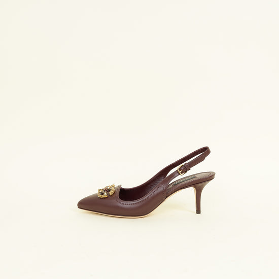 Dolce & Gabbana Burgundy DG Amore Slingback Pumps 39