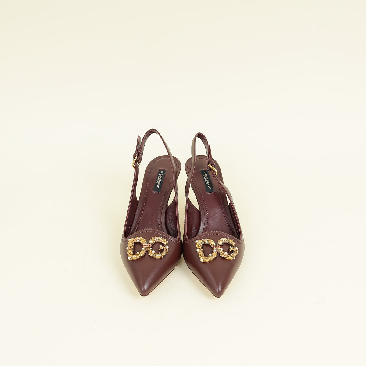 Dolce & Gabbana Burgundy DG Amore Slingback Pumps 39