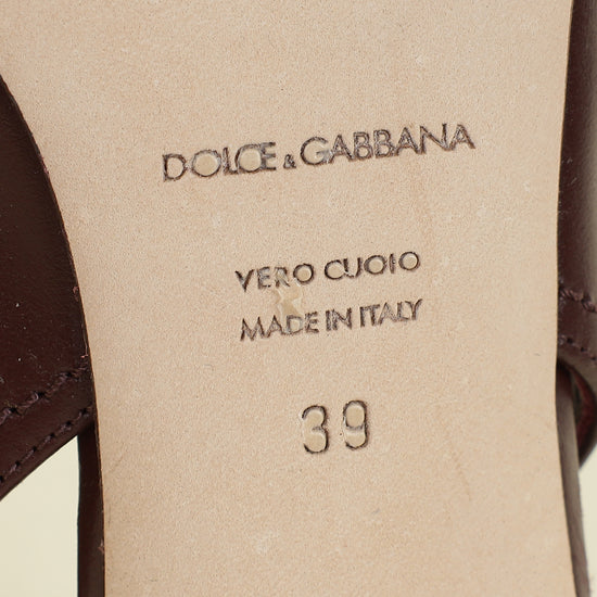 Dolce & Gabbana Burgundy DG Amore Slingback Pumps 39