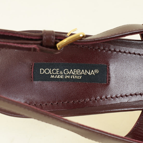 Dolce & Gabbana Burgundy DG Amore Slingback Pumps 39