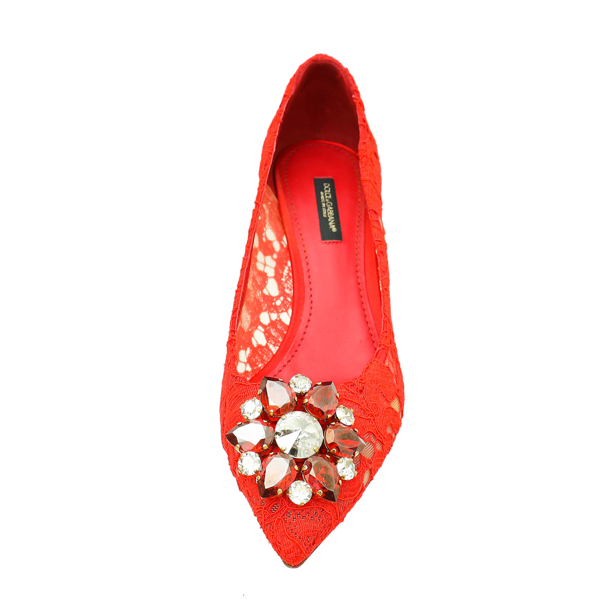 Dolce & Gabbana Red Bellucci Lace Embellished Pump 37-Dolce & Gabbana-THE CLOSET
