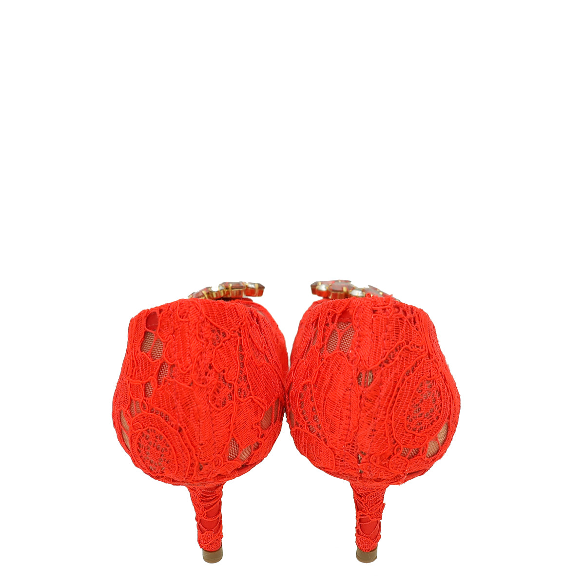 Dolce & Gabbana Red Bellucci Lace Embellished Pump 37