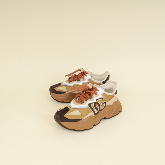 Dolce & Gabbana Brown Multicolor DG Logo Daymaster Sneakers 36-Dolce & Gabbana-THE CLOSET
