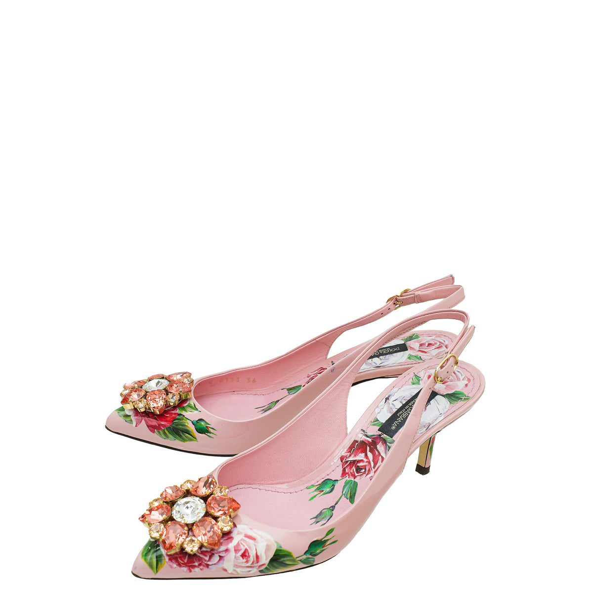 Dolce & Gabbana Pink Bellucci Floral Print Slingback 36-Dolce & Gabbana-THE CLOSET