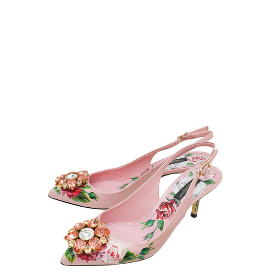 Dolce & Gabbana Pink Bellucci Floral Print Slingback 36