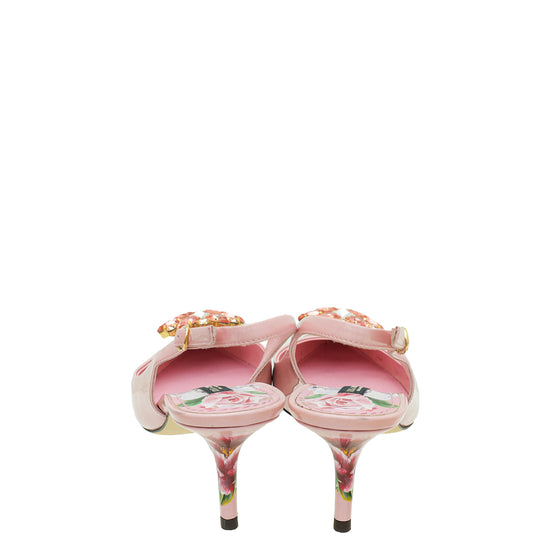 Dolce & Gabbana Pink Bellucci Floral Print Slingback 36