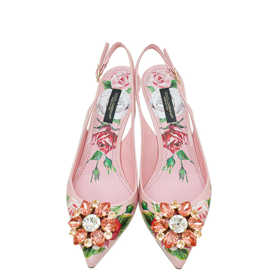 Dolce & Gabbana Pink Bellucci Floral Print Slingback 36