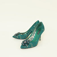 Dolce & Gabbana Green Lace Bellucci Pumps 37.5