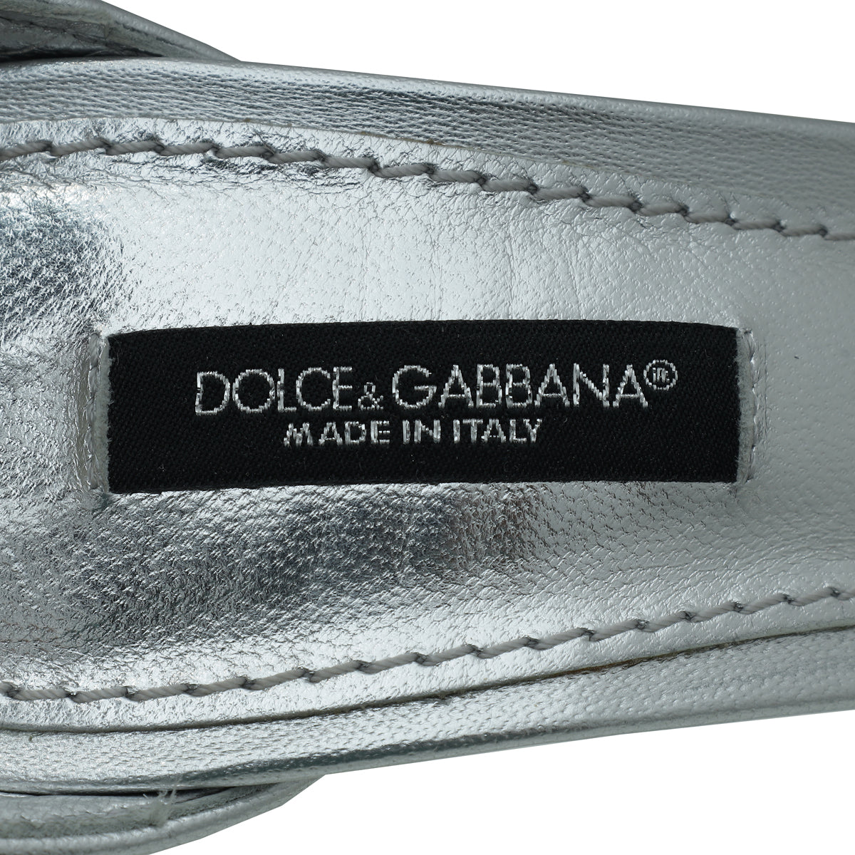 Dolce & Gabbana Silver DG Baroque Heel Nappa Sandal 37