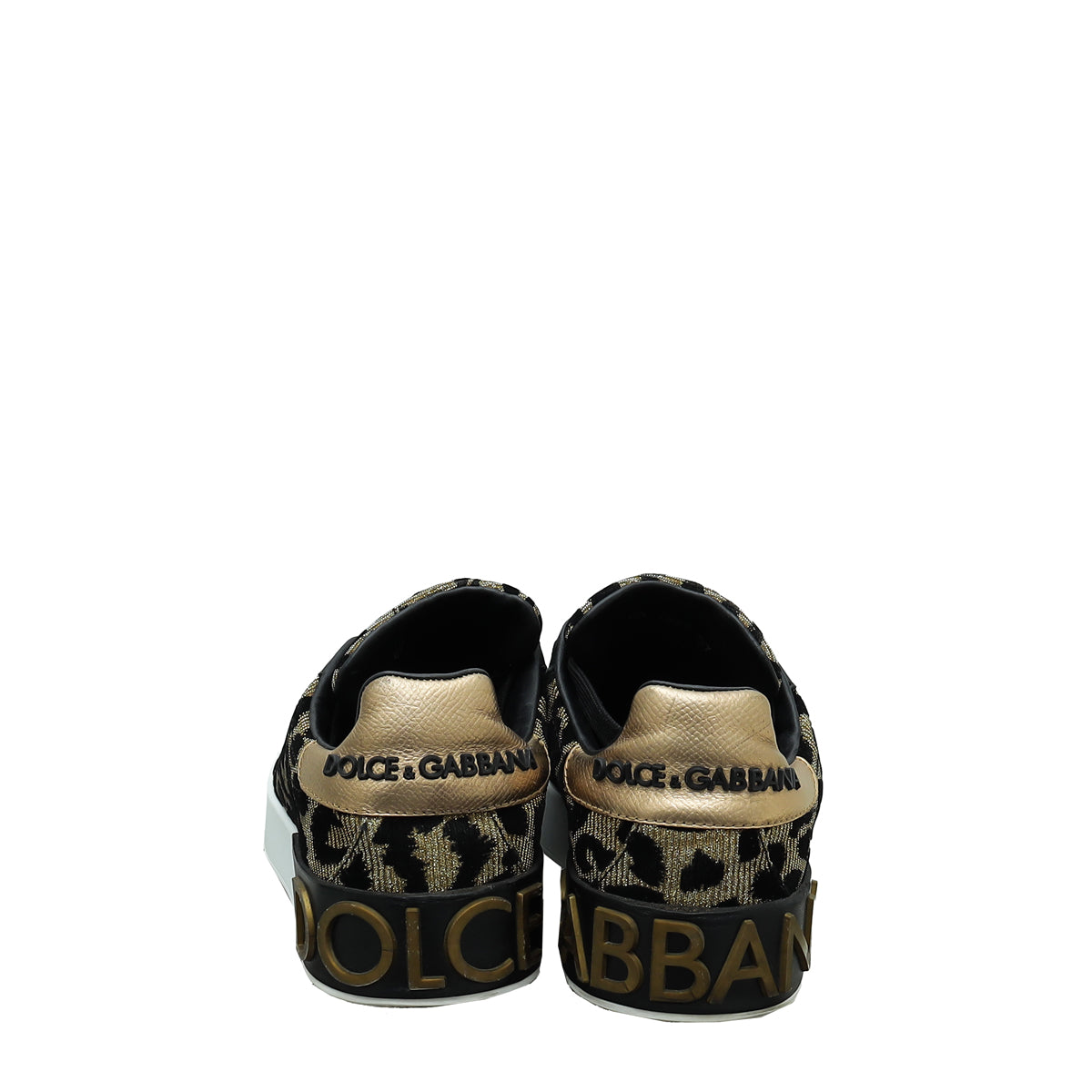 Dolce & Gabbana Tricolor Lurex Velvet Leopard Portofino Sneakers 37