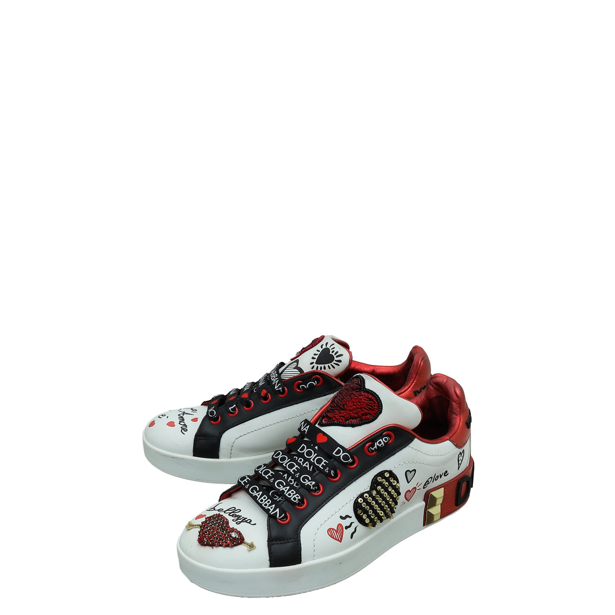 Dolce & Gabbana Tricolor Sequins L'Amore Portofino Sneakers 37-Dolce & Gabbana-THE CLOSET