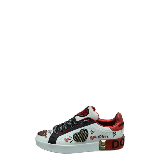 Dolce & Gabbana Tricolor Sequins L'Amore Portofino Sneakers 37