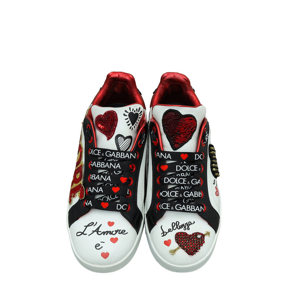 Dolce & Gabbana Tricolor Sequins L'Amore Portofino Sneakers 37