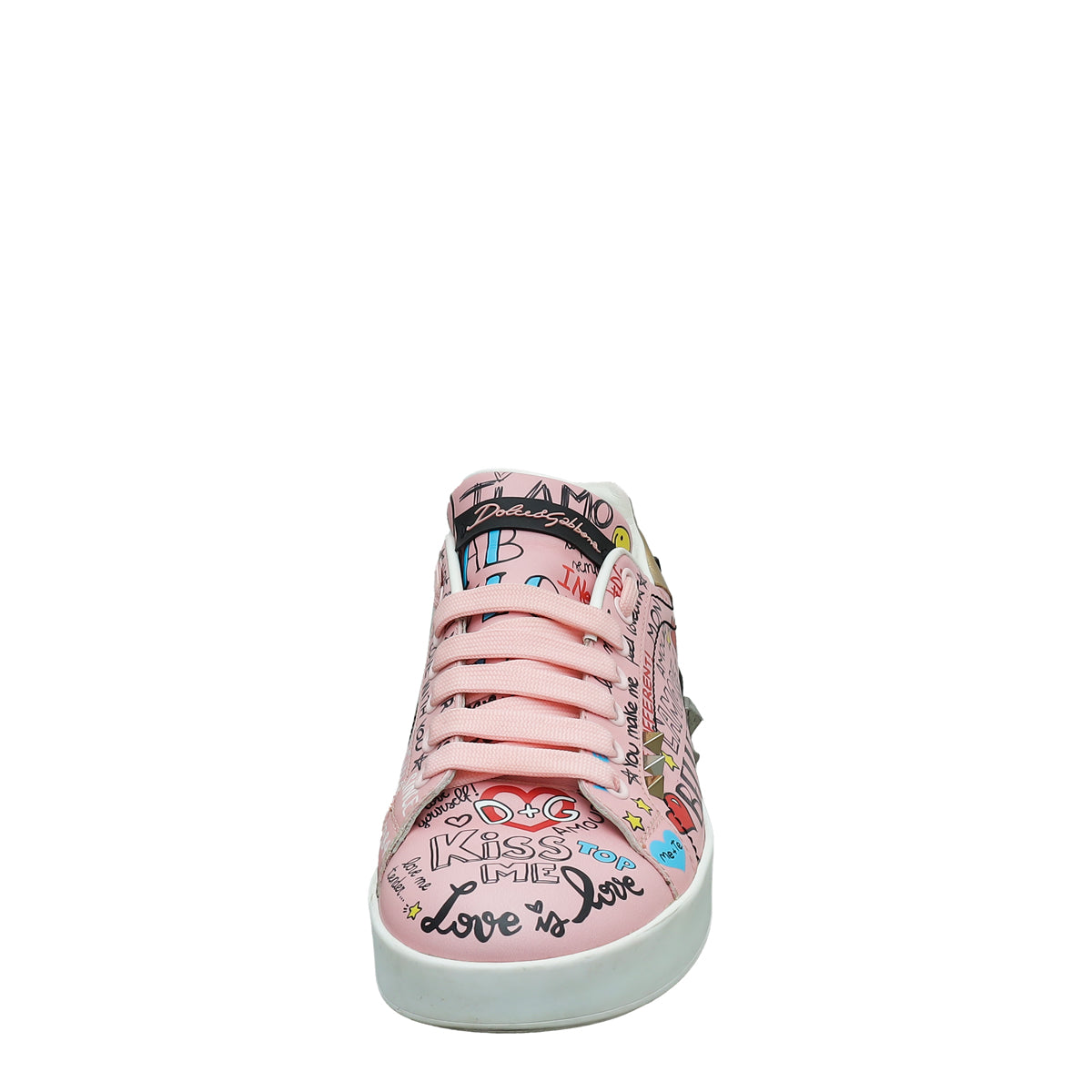 Dolce & Gabbana Pink Multicolor Graffiti Portofino Sneakers 37-Dolce & Gabbana-THE CLOSET
