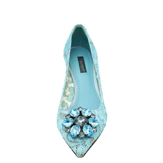 Dolce & Gabbana Blue Bellucci Lace Embellished Pump 37