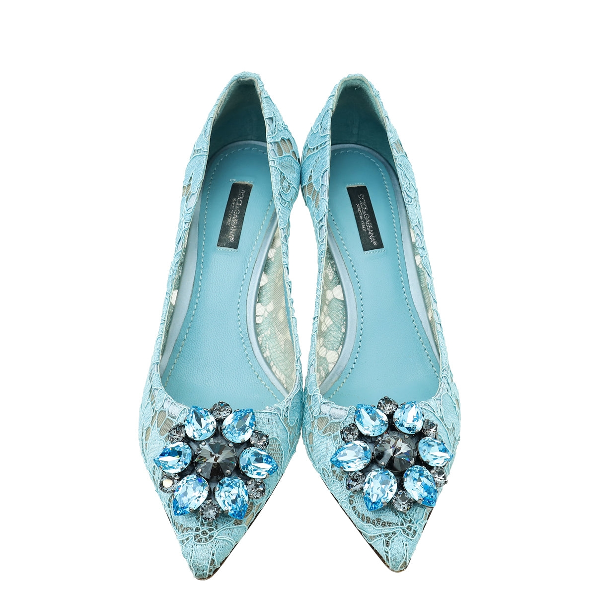 Dolce & Gabbana Blue Bellucci Lace Embellished Pump 37