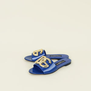 Dolce & Gabbana Blue DG Logo Flat Slide Sandals 37