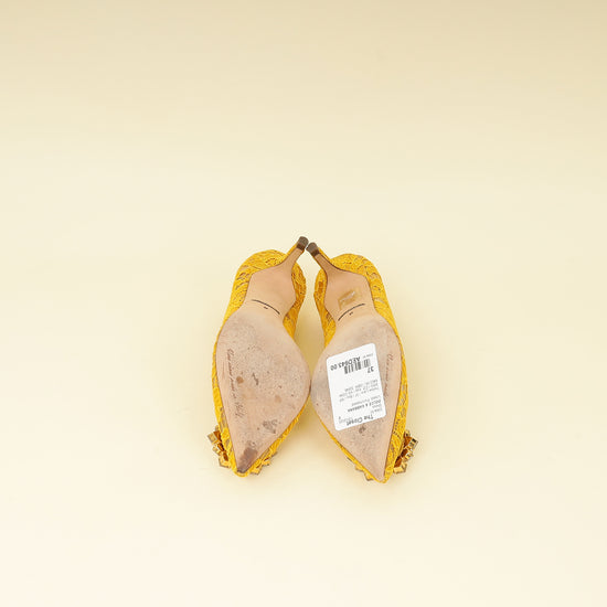 Dolce & Gabbana Yellow Bellucci Crystal Lace Pumps 37-Dolce & Gabbana-THE CLOSET