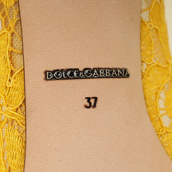 Dolce & Gabbana Yellow Bellucci Crystal Lace Pumps 37-Dolce & Gabbana-THE CLOSET