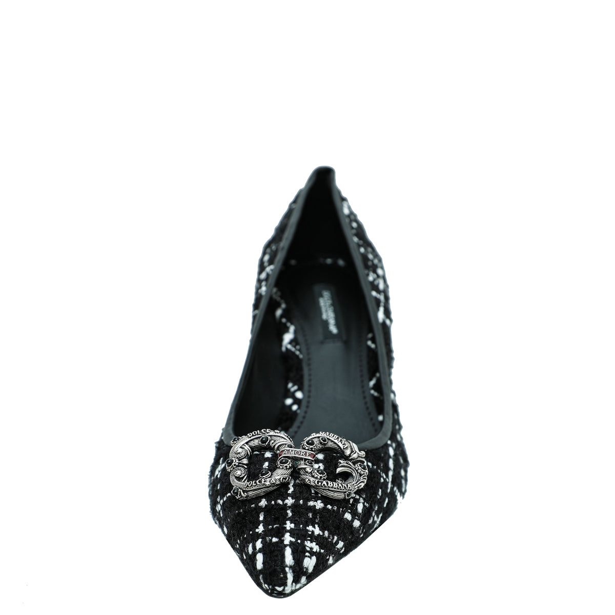 Dolce & Gabbana Bicolor Tweed DG Amore Pumps 37-Dolce & Gabbana-THE CLOSET