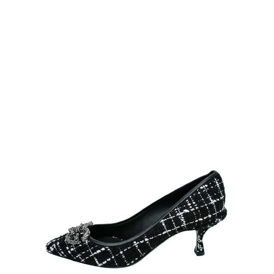 Dolce & Gabbana Bicolor Tweed DG Amore Pumps 37