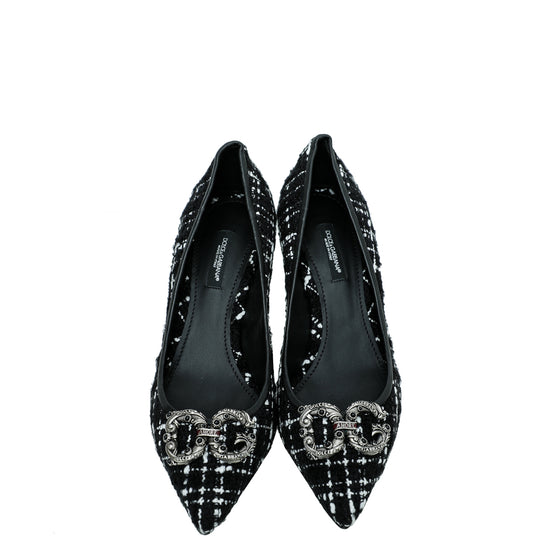 Dolce & Gabbana Bicolor Tweed DG Amore Pumps 37