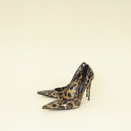 Dolce & Gabbana Brown Patent Leopard-Printed Pumps 38.5