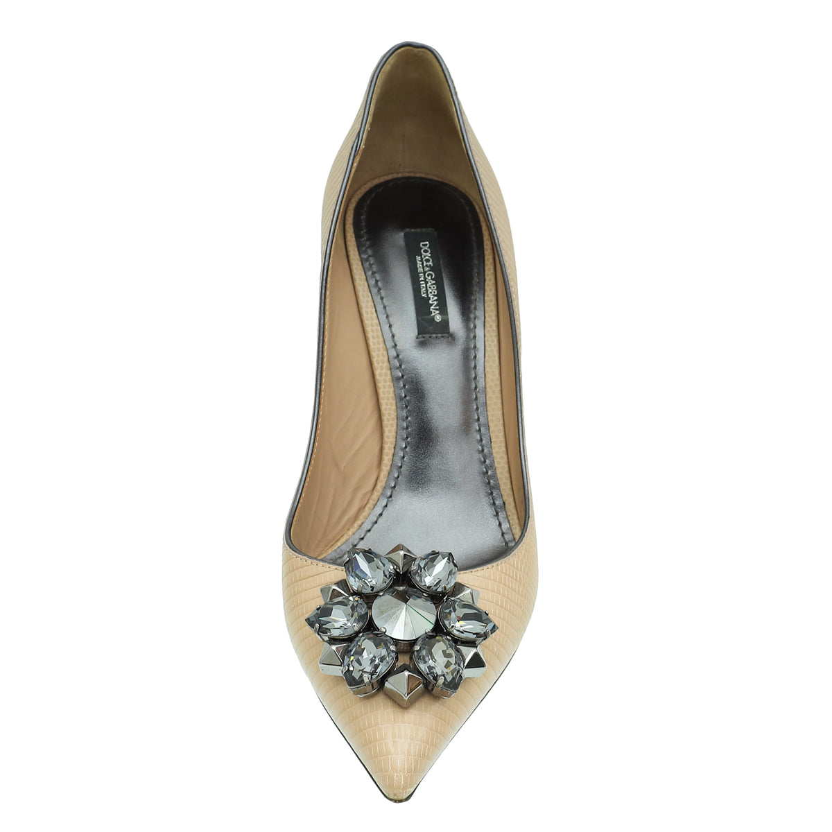 Dolce & Gabbana Beige Kate Iguana Embellished 85 Pump 38-Dolce & Gabbana-THE CLOSET