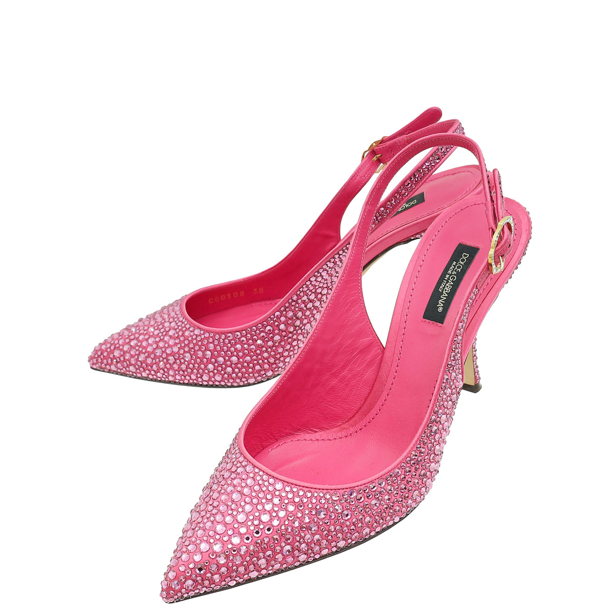 Dolce & Gabbana Pink Slingback Crystal Pumps 38-Dolce & Gabbana-THE CLOSET