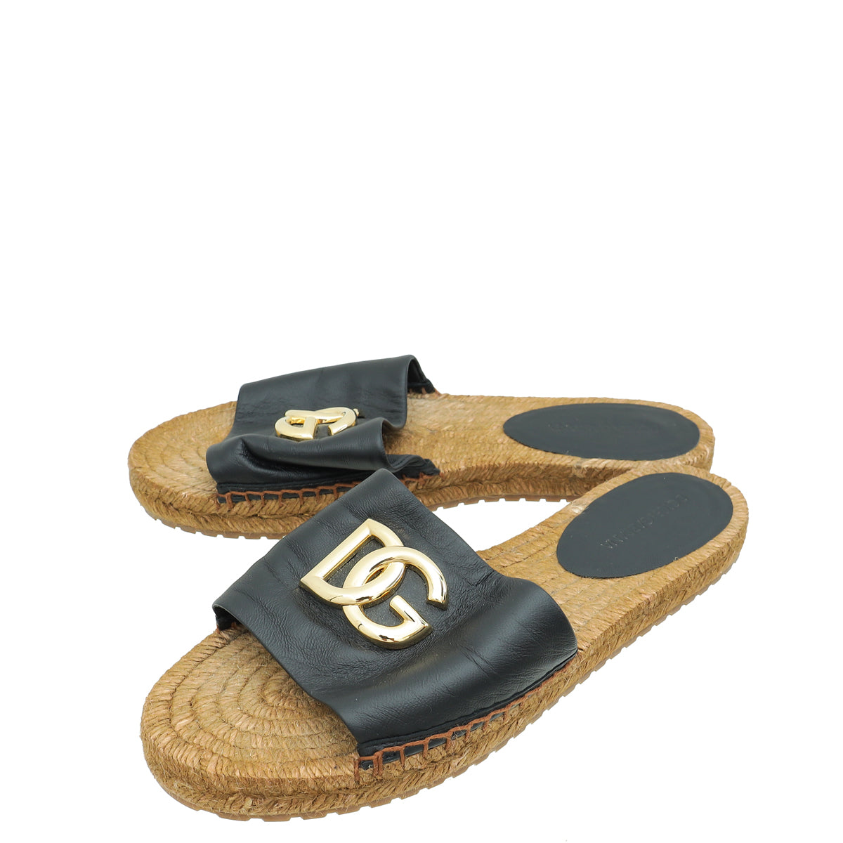 Dolce & Gabbana Black DG Logo Espadrille Slides 38-Dolce & Gabbana-THE CLOSET