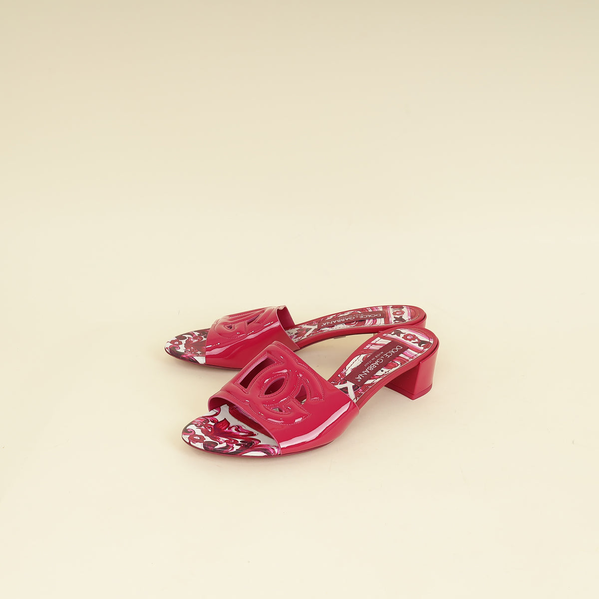 Dolce & Gabbana Fuchsia DG Logo Bianca Mules 38-Dolce & Gabbana-THE CLOSET