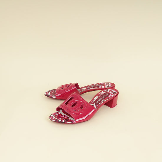 Dolce & Gabbana Fuchsia DG Logo Bianca Mules 38-Dolce & Gabbana-THE CLOSET