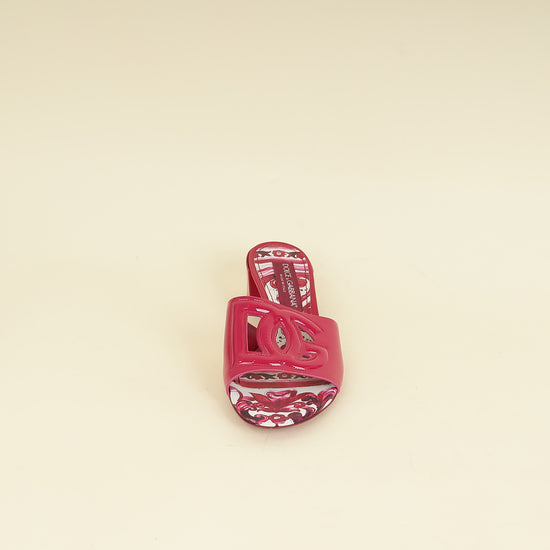 Dolce & Gabbana Fuchsia DG Logo Bianca Mules 38-Dolce & Gabbana-THE CLOSET