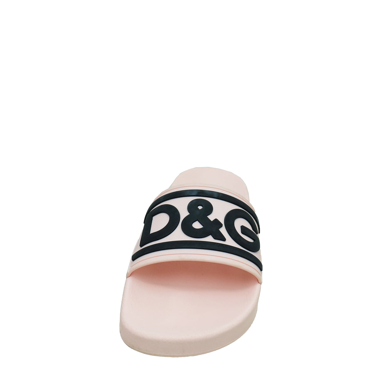 Dolce & Gabbana Light Pink Logo Print Rubber Slide Sandal 38-Dolce & Gabbana-THE CLOSET