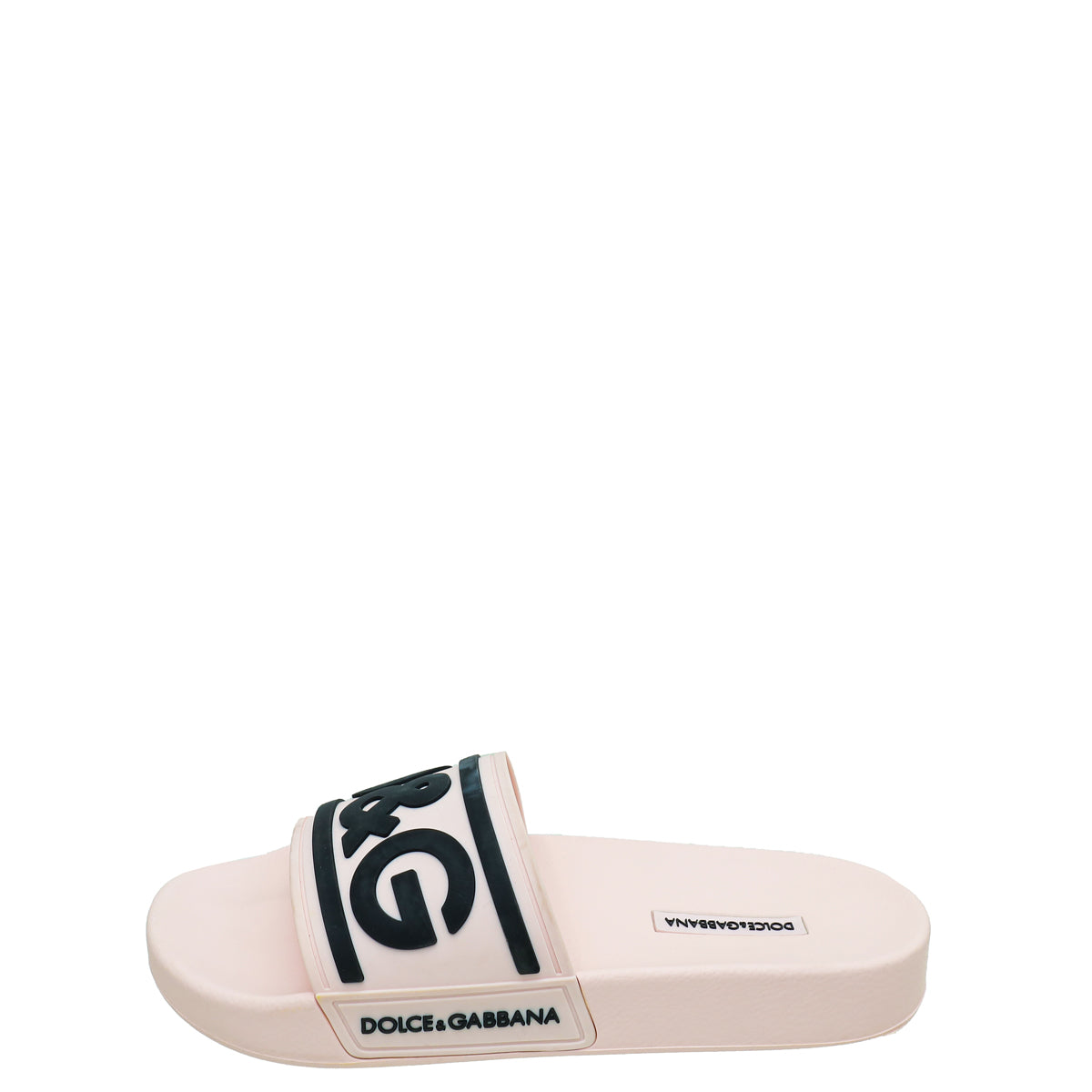 Dolce & Gabbana Light Pink Logo Print Rubber Slide Sandal 38