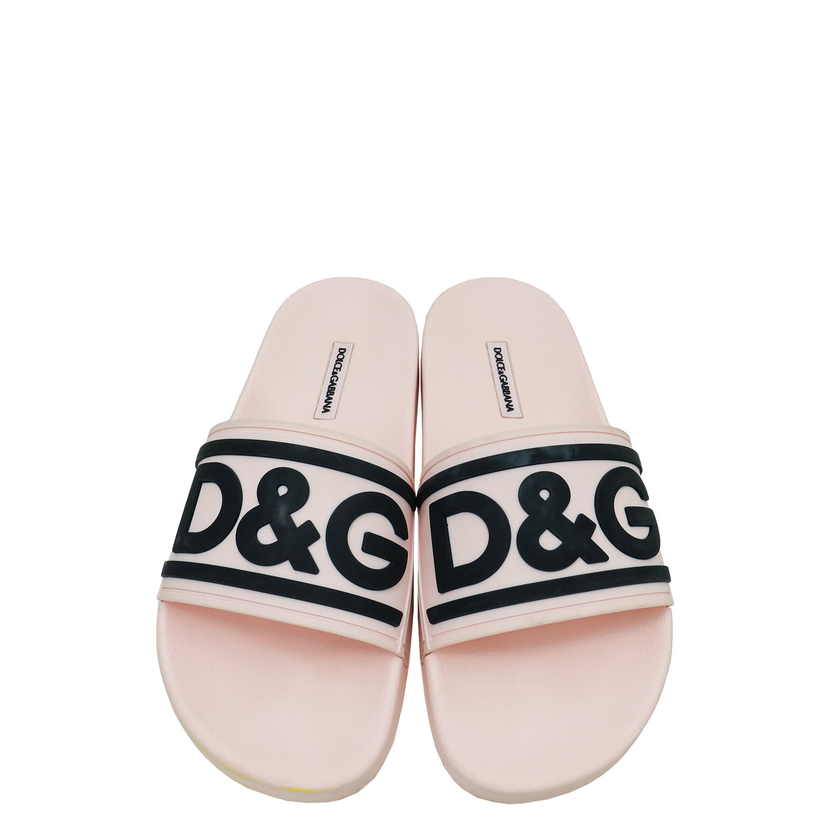 Dolce & Gabbana Light Pink Logo Print Rubber Slide Sandal 38