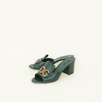 Dolce & Gabbana Green DG Amore Heeled Mules 39.5