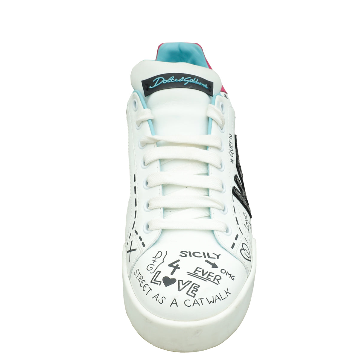 Dolce & Gabbana White Multicolor Portofino Printed Sneaker 39.5-Dolce & Gabbana-THE CLOSET