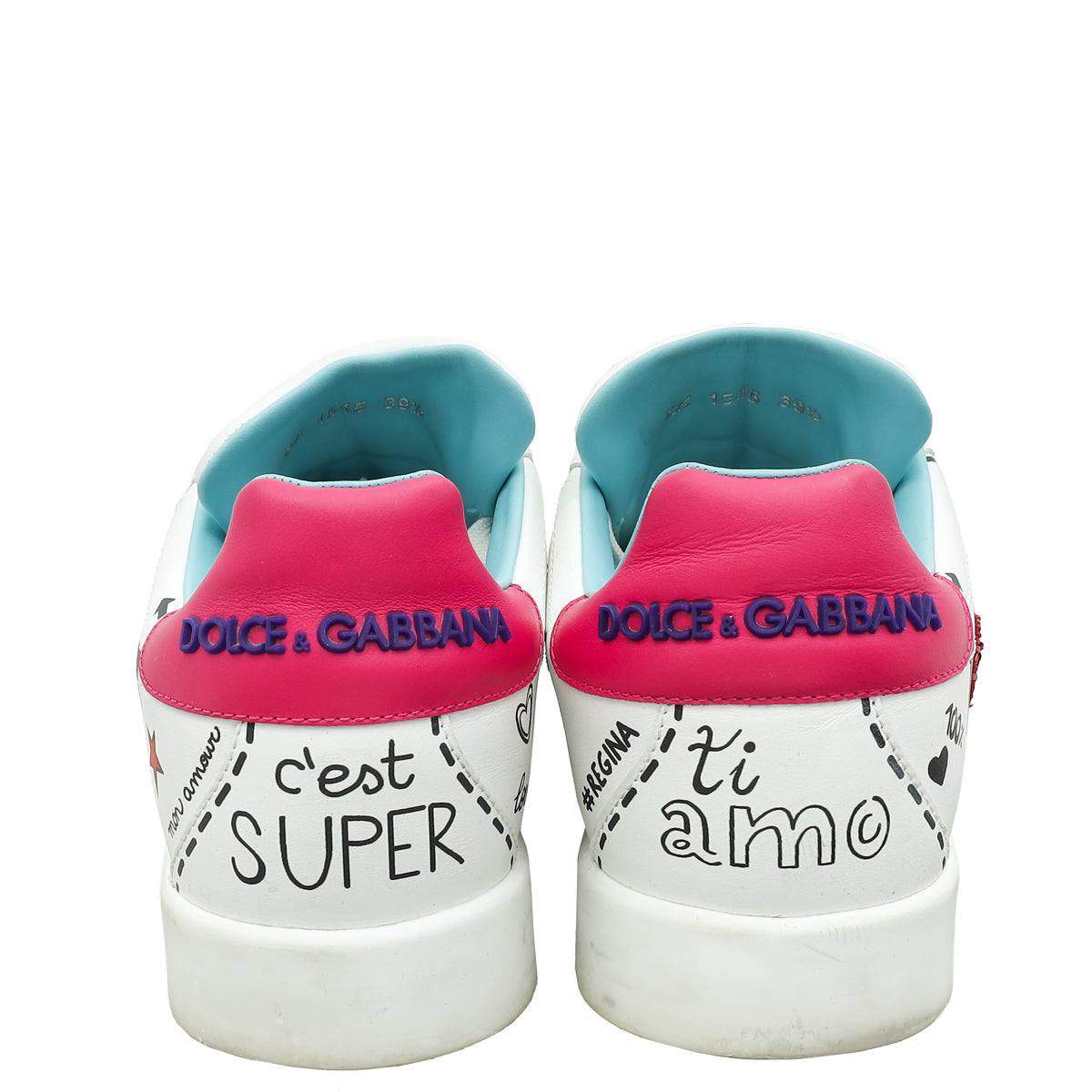 Dolce & Gabbana White Multicolor Portofino Printed Sneaker 39.5