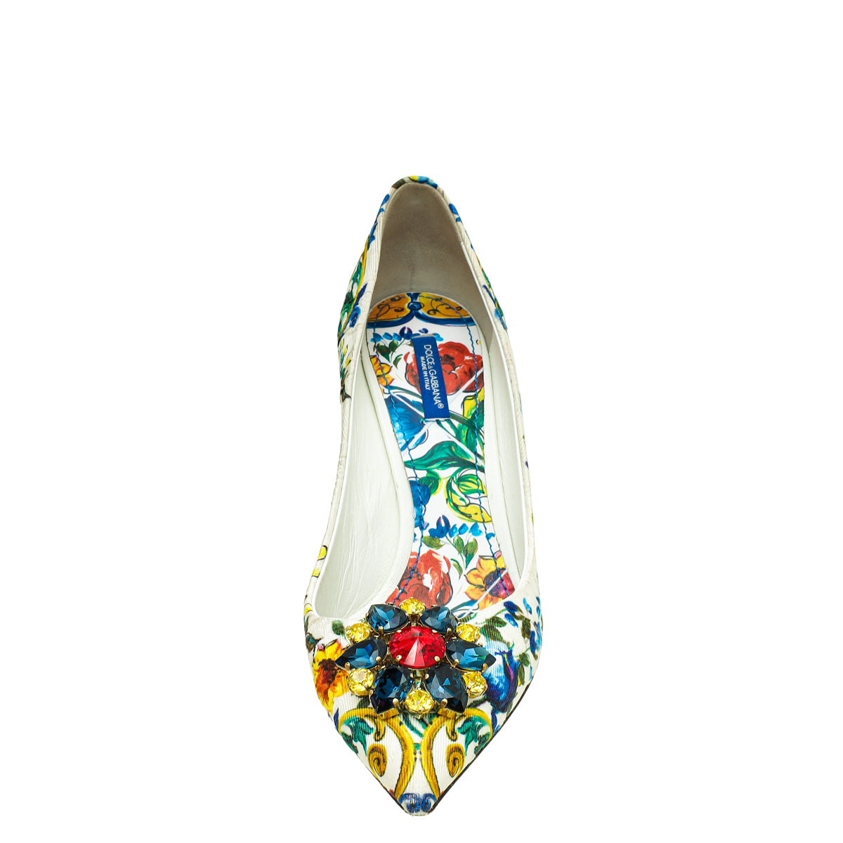 Dolce & Gabbana White Multicolor Majolica Bellucci Pumps 39.5-Dolce & Gabbana-THE CLOSET