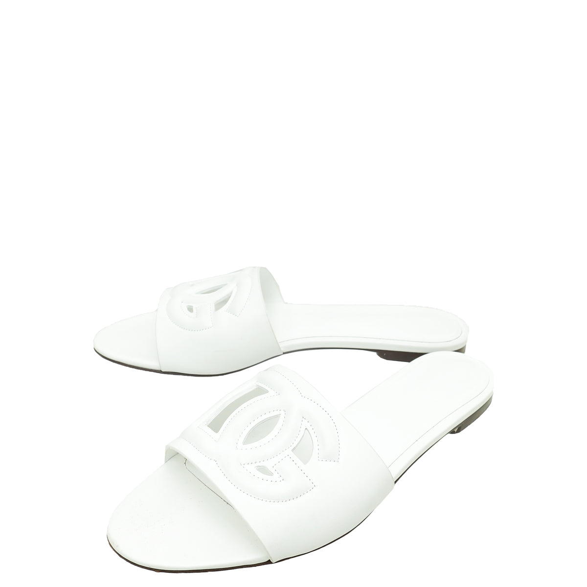 Dolce & Gabbana White DG Logo Flat Mules 39.5-Dolce & Gabbana-THE CLOSET