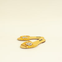 Dolce & Gabbana Yellow Bellucci Embellished Flat Sandals 39.5