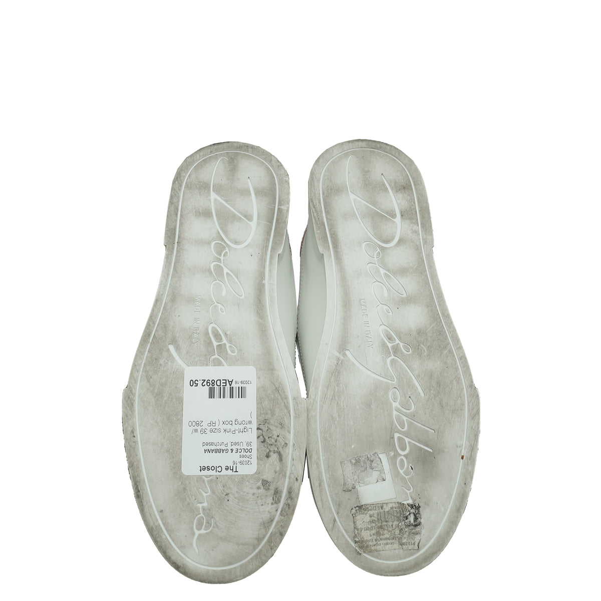 Dolce & Gabbana Bicolor Portofino Velcro Logo Sneakers 39
