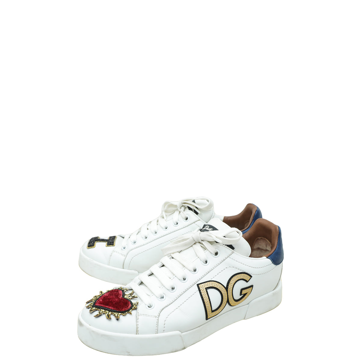 Dolce & Gabbana White Multicolor DG I-Heart Portofino Sneakers 39-Dolce & Gabbana-THE CLOSET