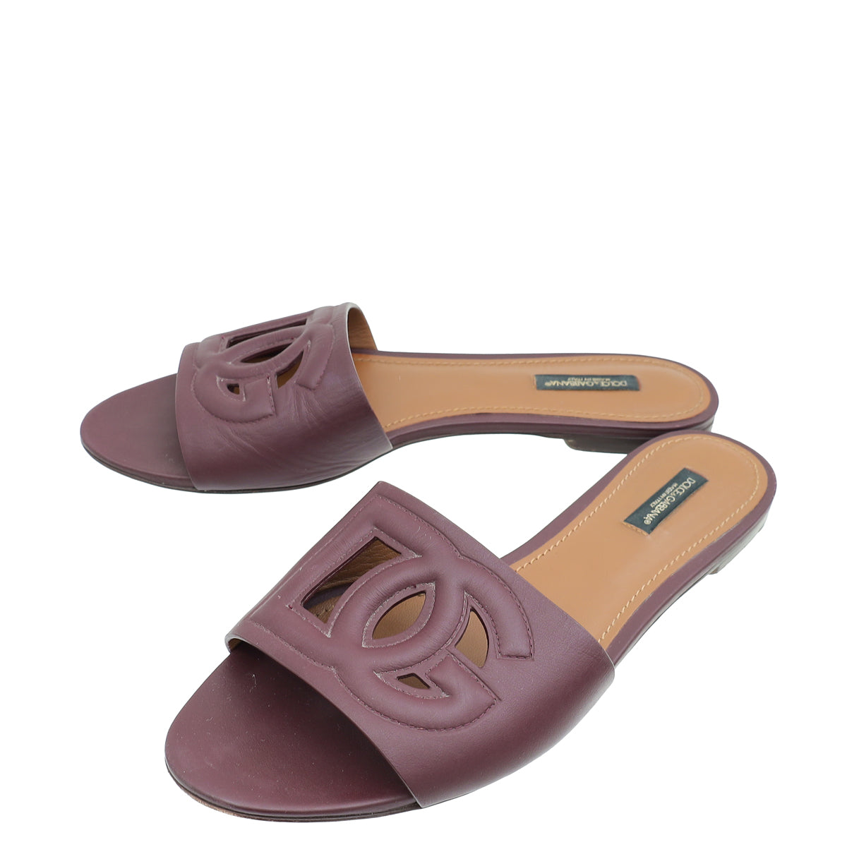 Dolce & Gabbana Burgundy Bianca Logo Slide Sandals 39-Dolce & Gabbana-THE CLOSET