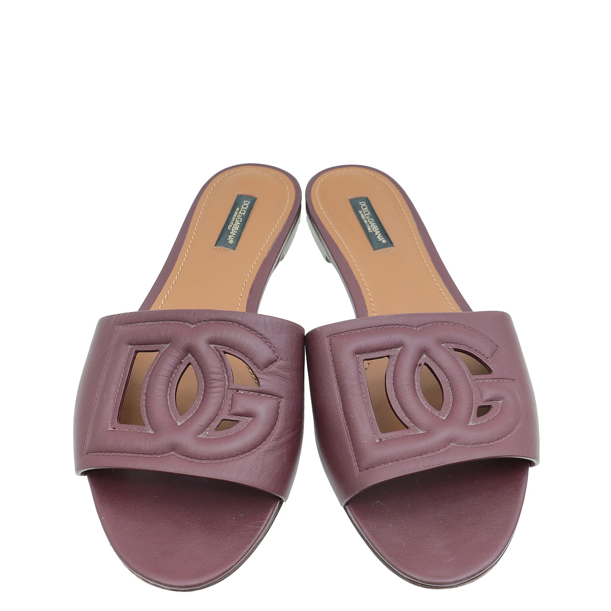Dolce & Gabbana Burgundy Bianca Logo Slide Sandals 39-Dolce & Gabbana-THE CLOSET