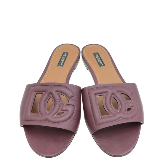 Dolce & Gabbana Burgundy Bianca Logo Slide Sandals 39-Dolce & Gabbana-THE CLOSET