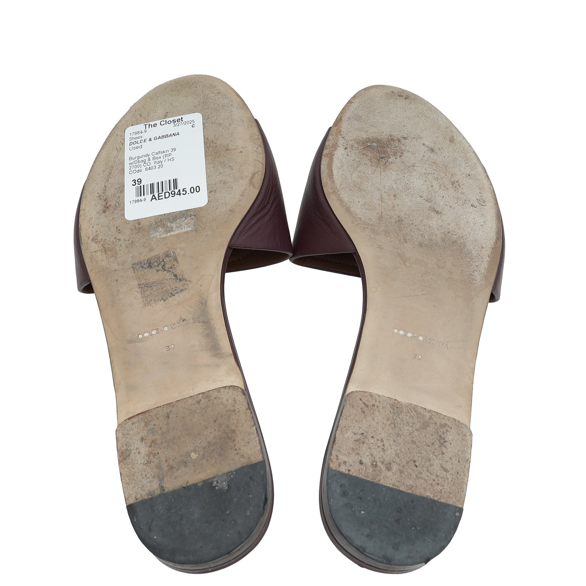 Dolce & Gabbana Burgundy Bianca Logo Slide Sandals 39-Dolce & Gabbana-THE CLOSET